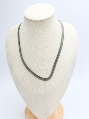 Sugarfix Silver Tone Herringbone Chain Necklace Adjustable Length
